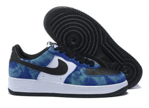 Nike Air Force 1 Low синие с черно-белым кожаные мусжкие (40-44)