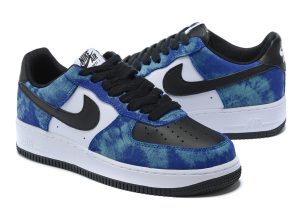 Nike Air Force 1 Low синие с черно-белым кожаные мусжкие (40-44)