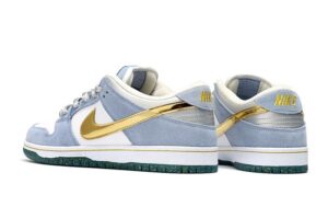 Nike SB Dunk Low Sean Cliver бело-голубые с серебристым нубук мужские-женские (35-44)